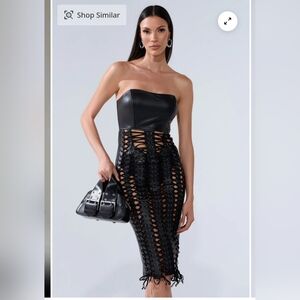 AKIRA NOT FOR YOU PU LACE UP MIDI DRESS SIZE SMALL NWT